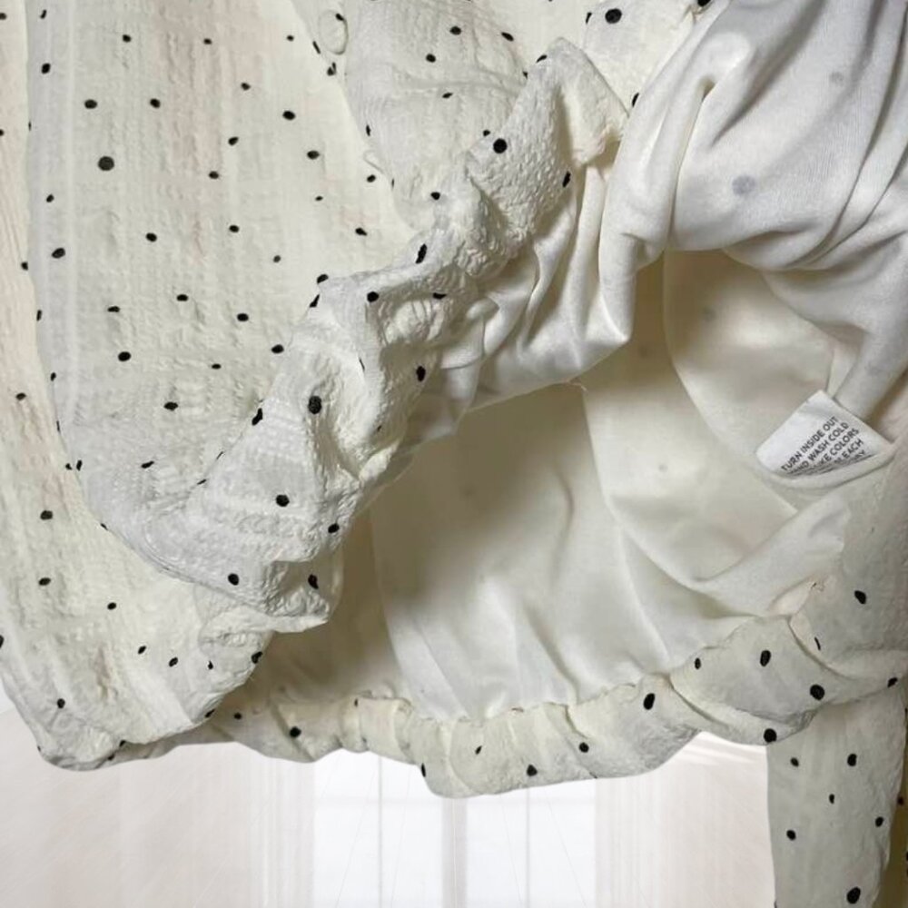 Blu Pepper Bubble Hem Blouse Balloon Sleeve Polka Dot Romantic Large - Picture 8 of 14